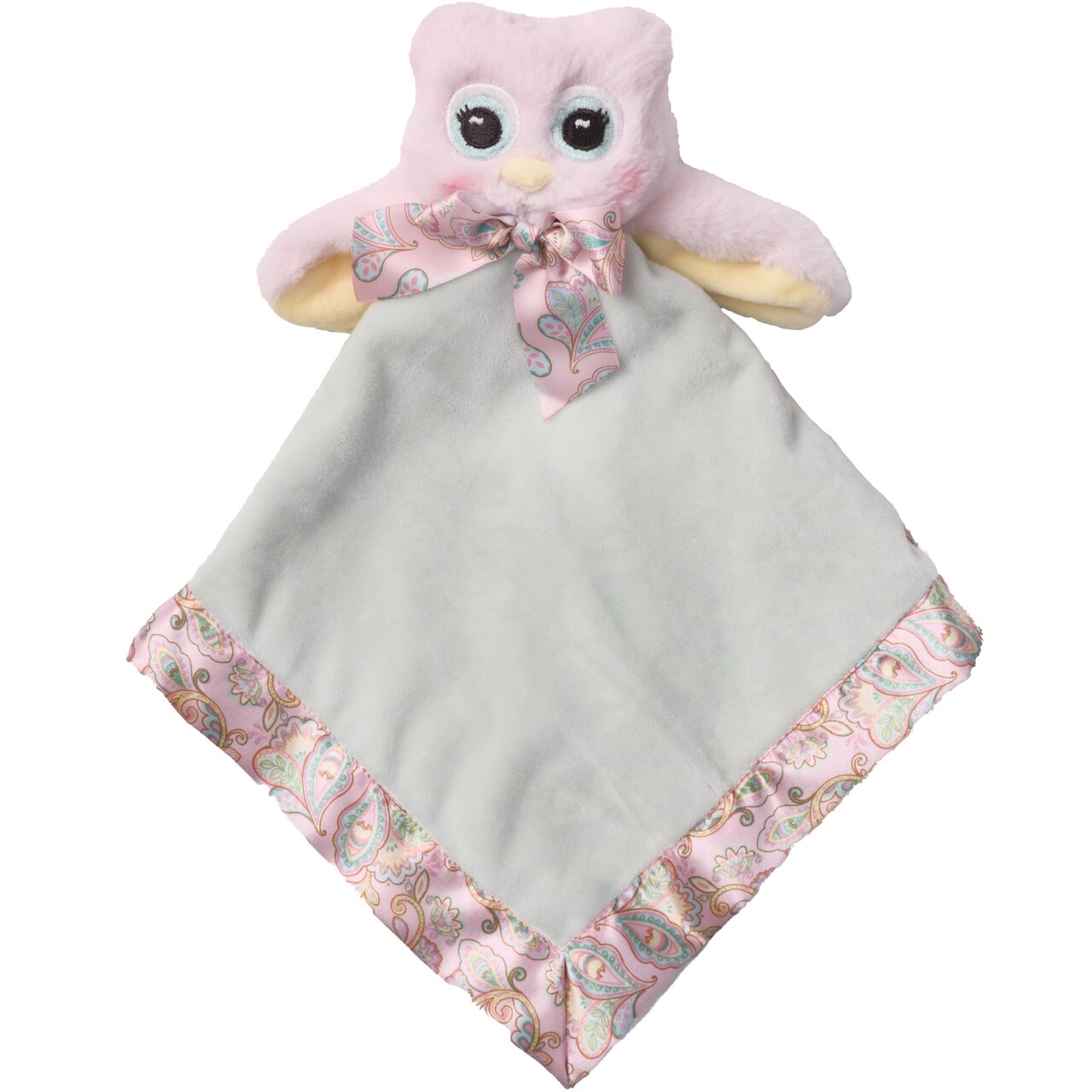 Bearington Baby Lil’ Hoots Snuggler, 15 Inch Pink Owl Plush Stuffed Animal Security Blanket Lovey for Babies